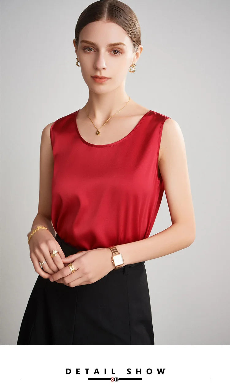 Luxurious Silk Chic O-Neck Tank T-Shirt