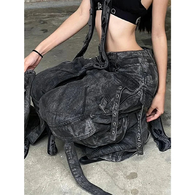 Vintage American Style Black High Jeans