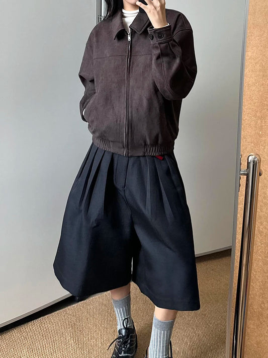 Black Extra Wide High Waist Shorts