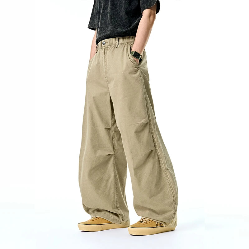 Vintage Washed Wide Leg Cargo Pants