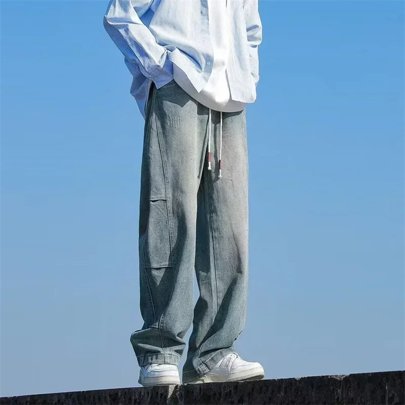 High Street Distressed Baggy Patchwork Jeans