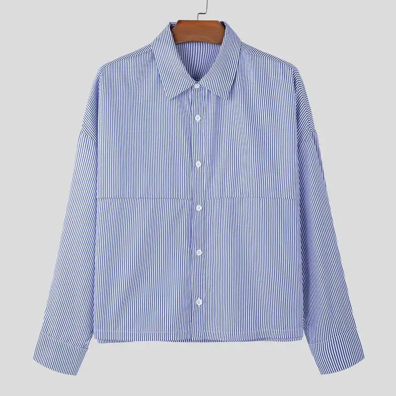 Stylish Striped Lapel Long Sleeve Shirt