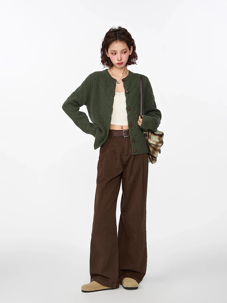 Retro Knitted Long-Sleeved Cardigan Sweater