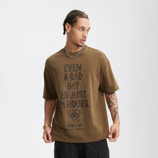 Heavyweight Cotton Letter Print Crew T-Shirt