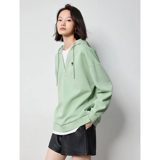 Heart Embroidery Fake Two-Piece Sweatshirt