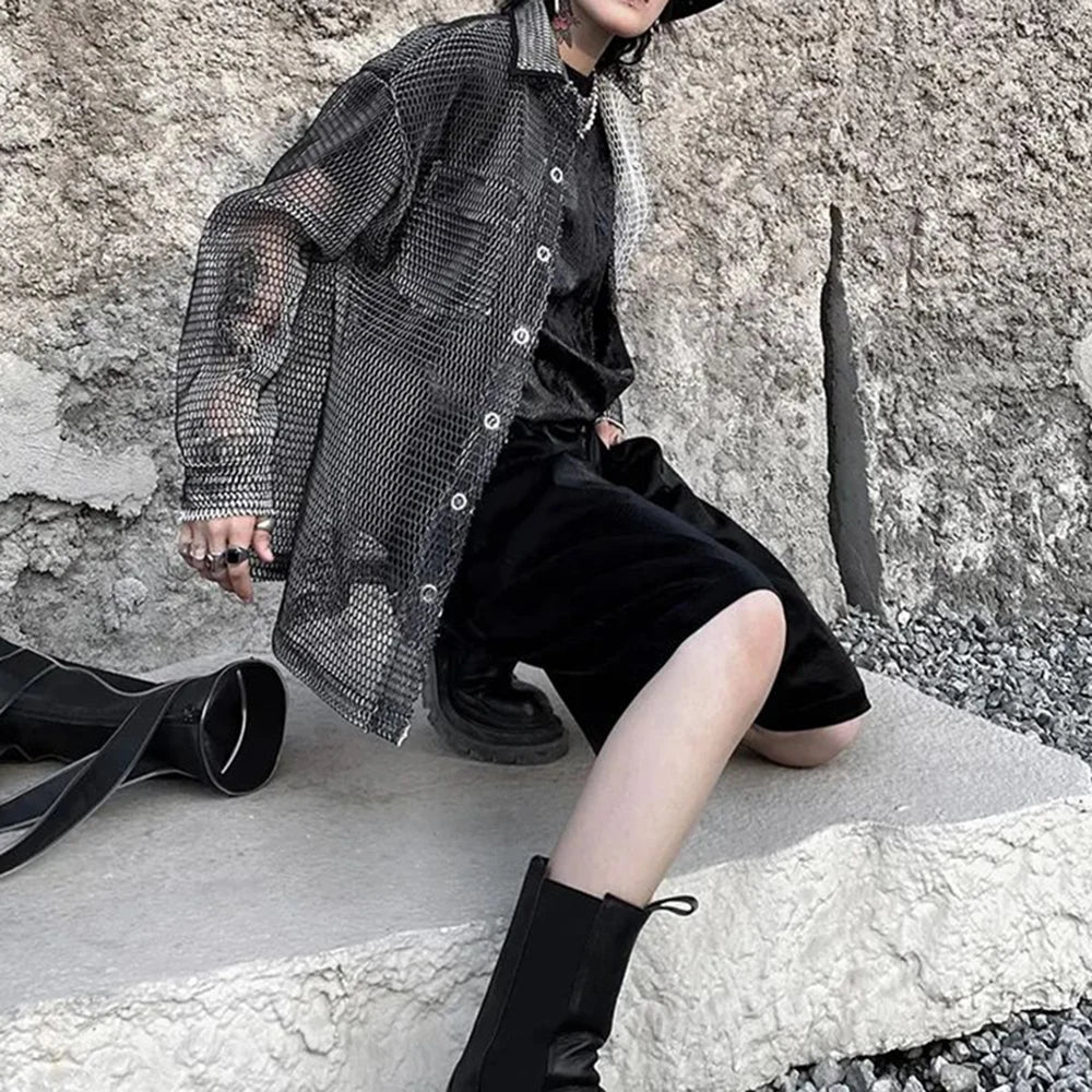 Oversized Mesh Casual Shirt
