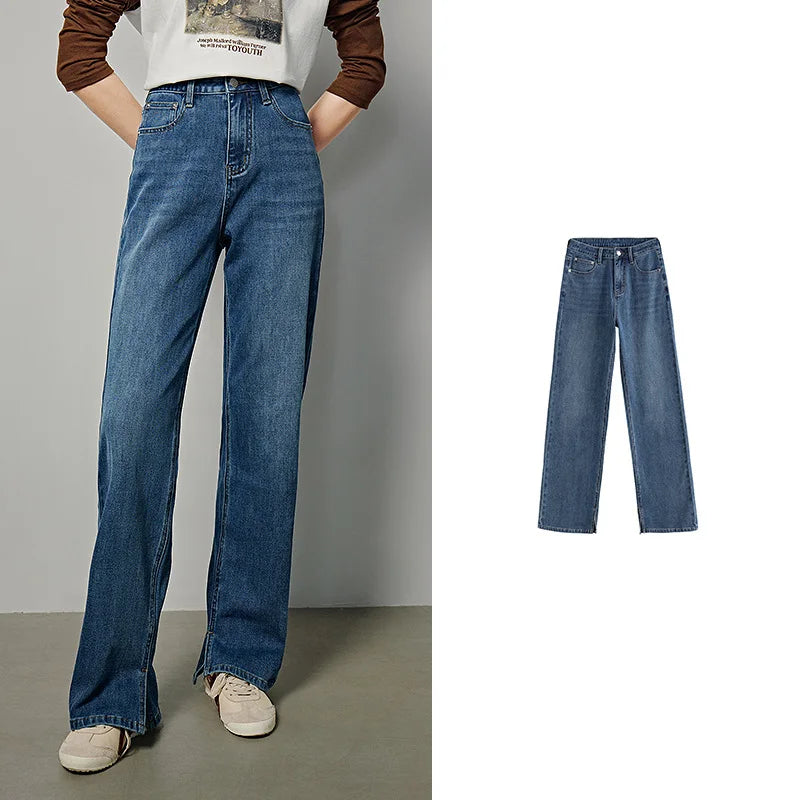 High Waist Slim Fit Straight Jeans