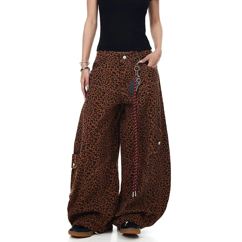 Leopard Print High Waist Slim Jeans