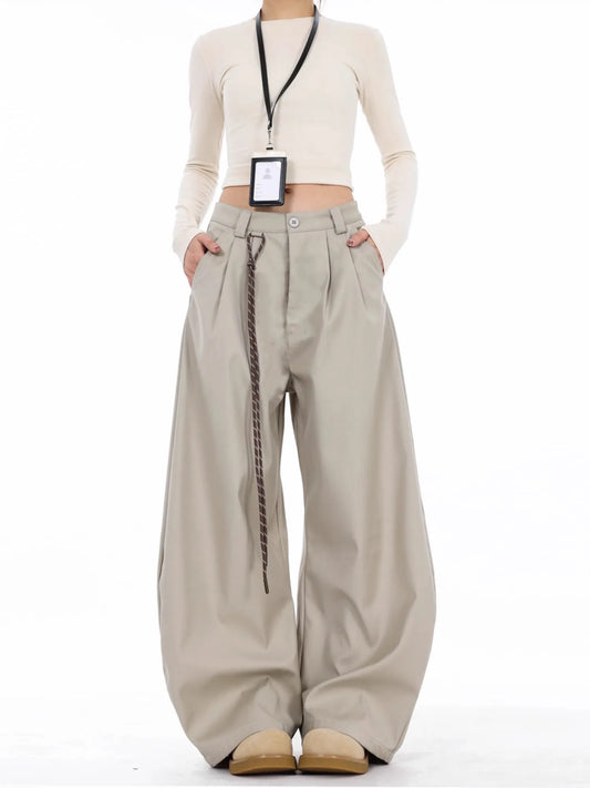 High Waist Straight Black Suit Pants