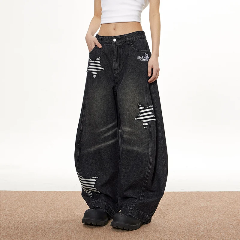 Vintage High Waist Black Wide Jeans