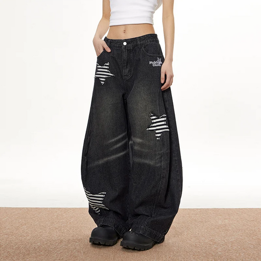 Vintage High Waist Black Wide Jeans