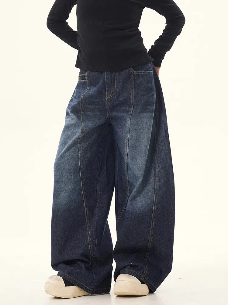 Vintage Embroidered Wide Leg Denim Jeans