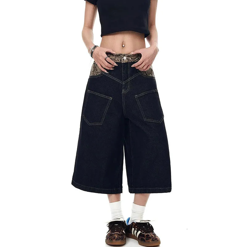 Vintage Black Goth Baggy Knee-Length Jorts