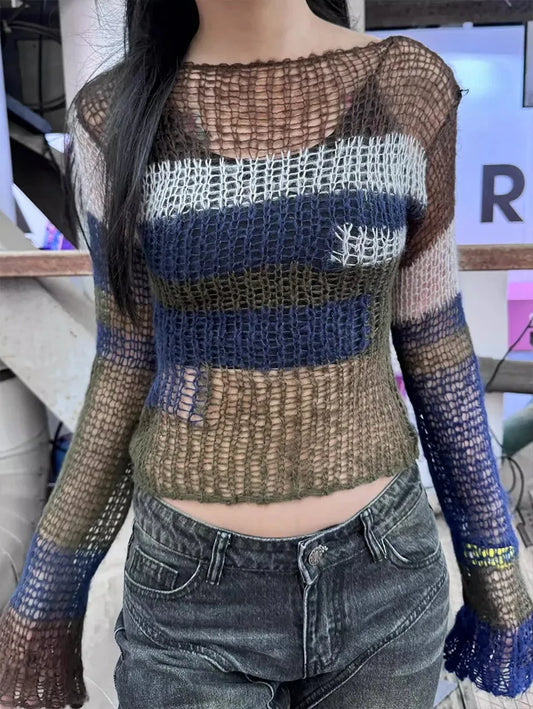 Vintage Hollow Out Knit Crop