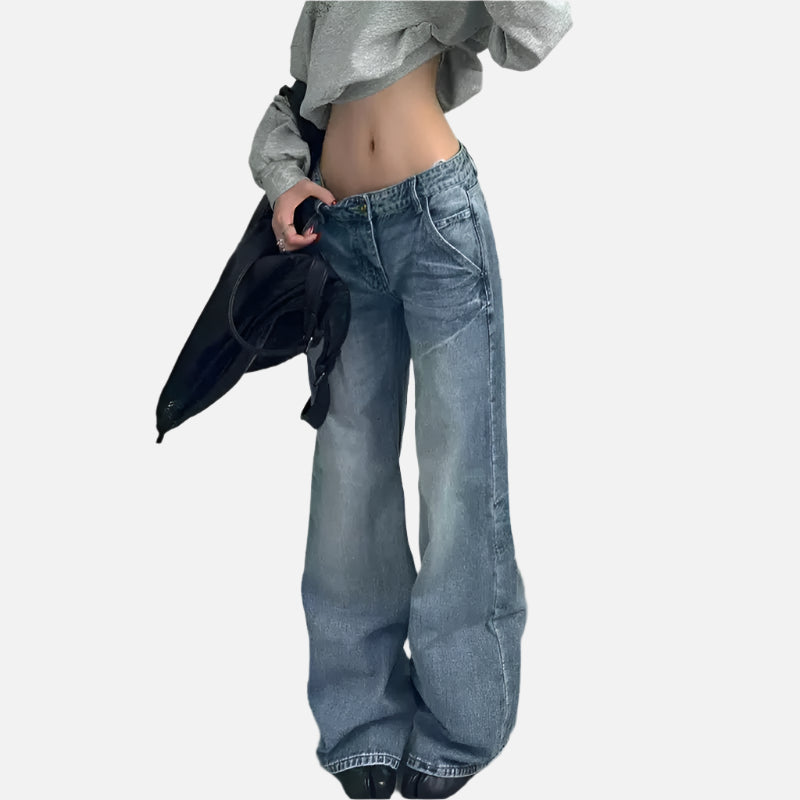 Washed High Waist Wide Leg Jeans