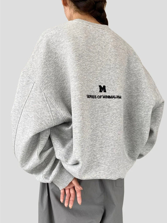 Chic Retro Grey Sweatshirt Autumn T-shirts