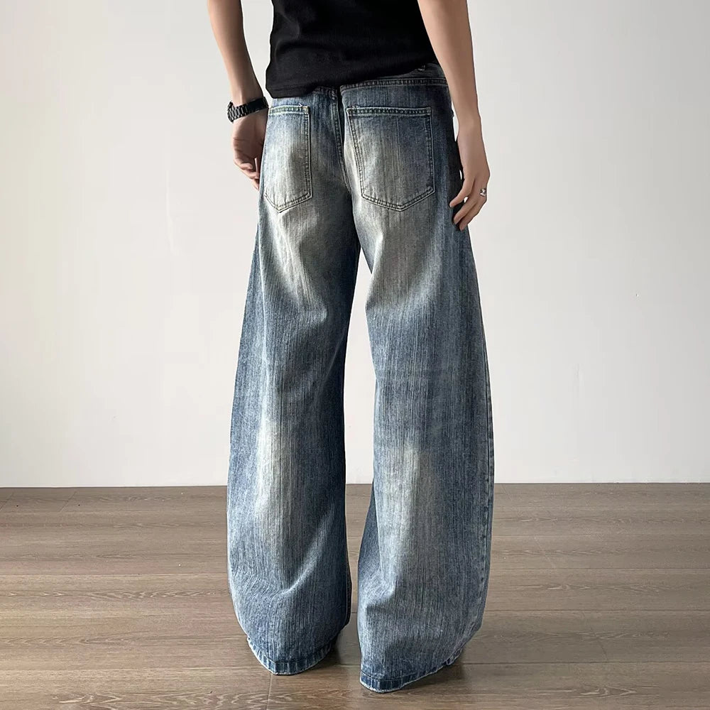 American Retro Washed Solid Color Jeans
