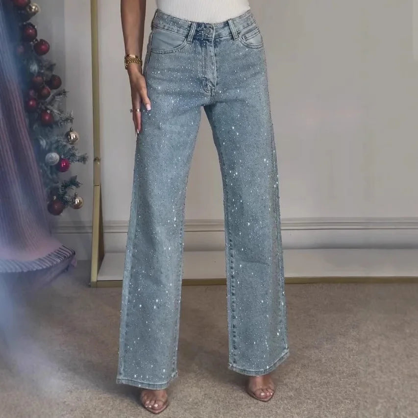 Diamonds High Waist Distressed Denim Jeans