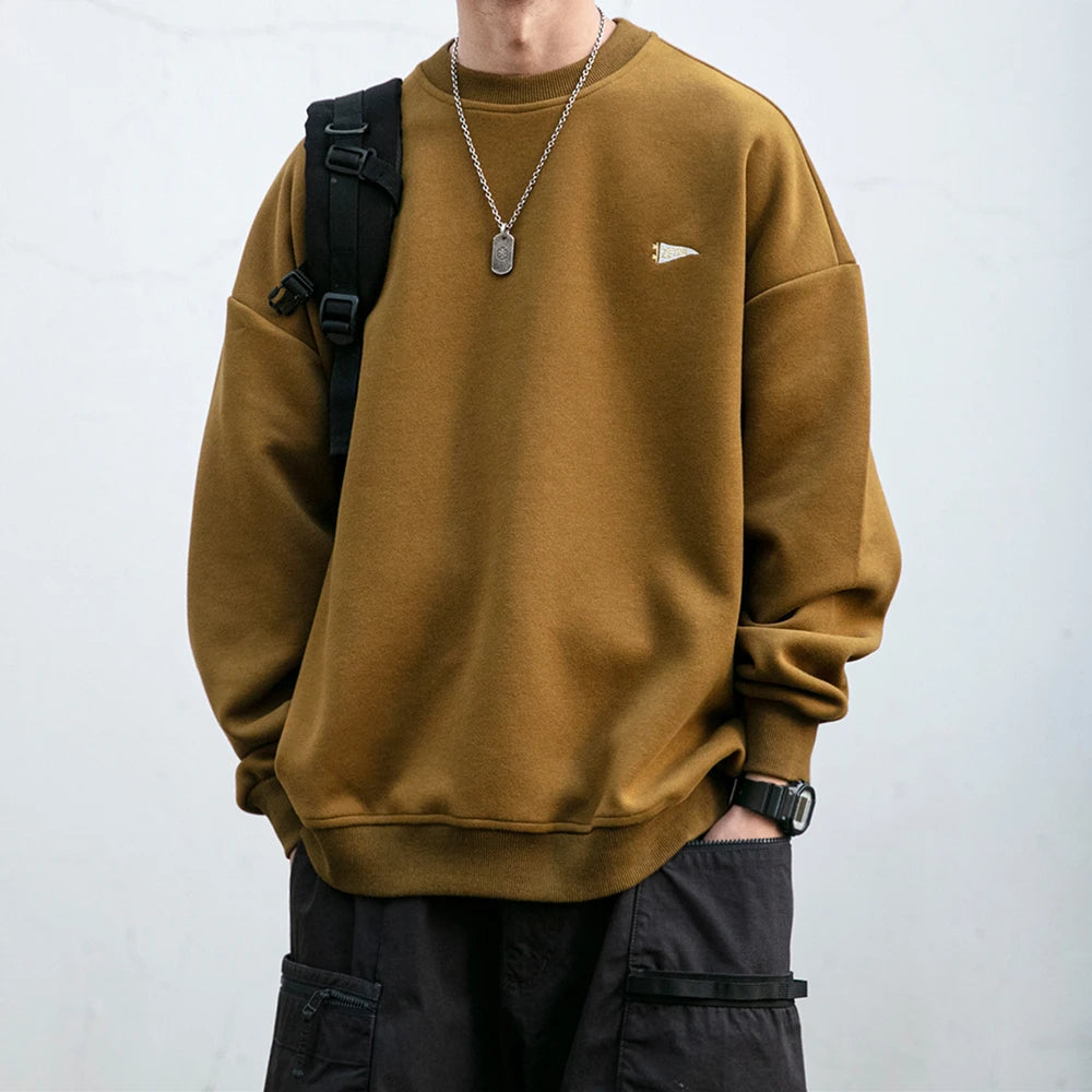 Trendy Japanese Letter Embroidery Sweatshirt