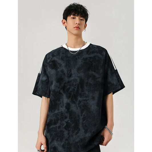 Retro Tie-Dyed Loose Striped T-Shirt