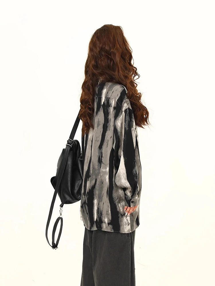 Retro Loose Tie Dye Long Shirt