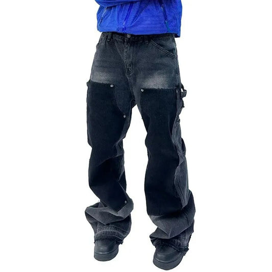 Retro Hip Hop Denim Cargo Jeans