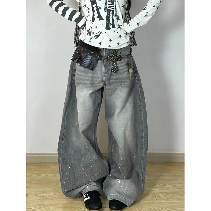 Vintage Gothic Grey Baggy Denim Jeans