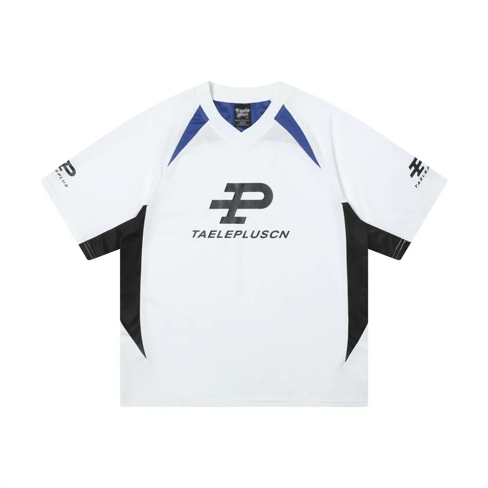 Retro Contrast Paneled Short Sleeve T-Shirt
