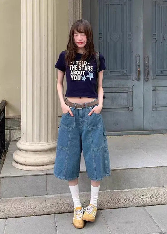Vintage American Blue Denim Calf-Length Jorts