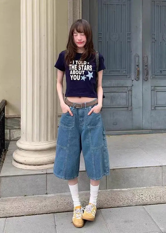 Vintage American Blue Denim Calf-Length Jorts