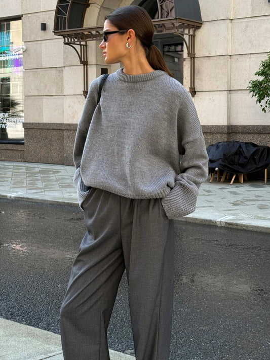 Cozy Oversize Burgundy Vintage Knit Sweater