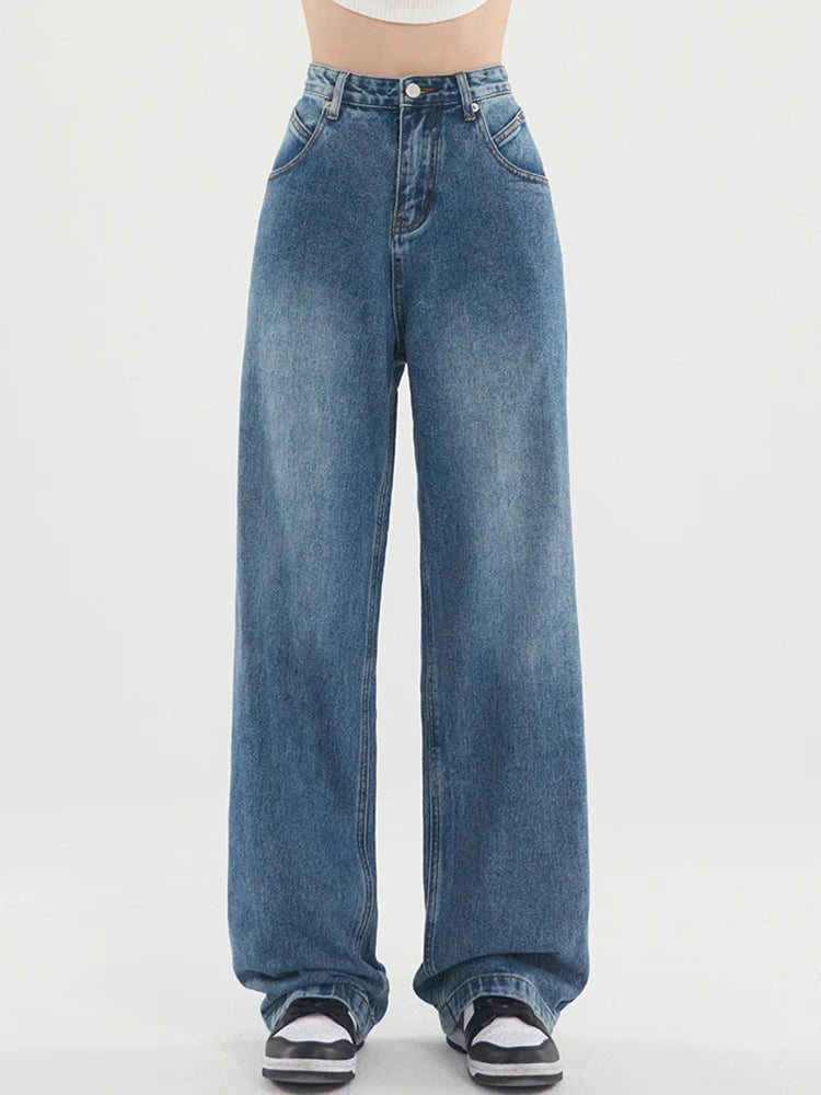Vintage High Waist Baggy Straight Jeans
