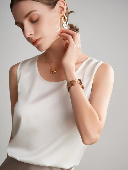 Luxurious Silk Chic O-Neck Tank T-Shirt