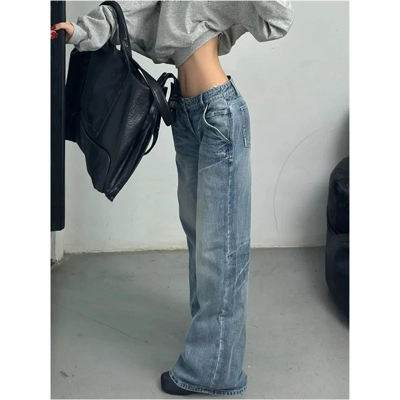 Washed High Waist Wide Leg Jeans