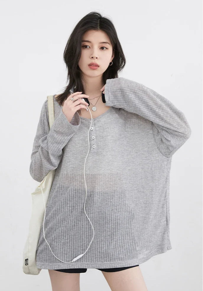 Slightly Transparent Korean Chic Women's T-Shirt