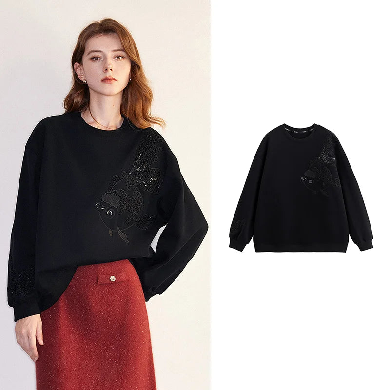Cozy Thick Fleece Embroidered Sweaters