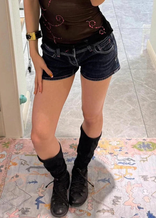Vintage Gothic Denim Aesthetic Shorts