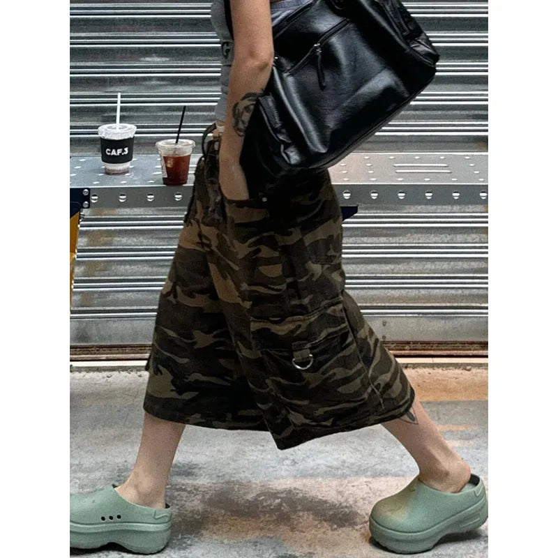 Camouflage Wide Leg Denim Jeans