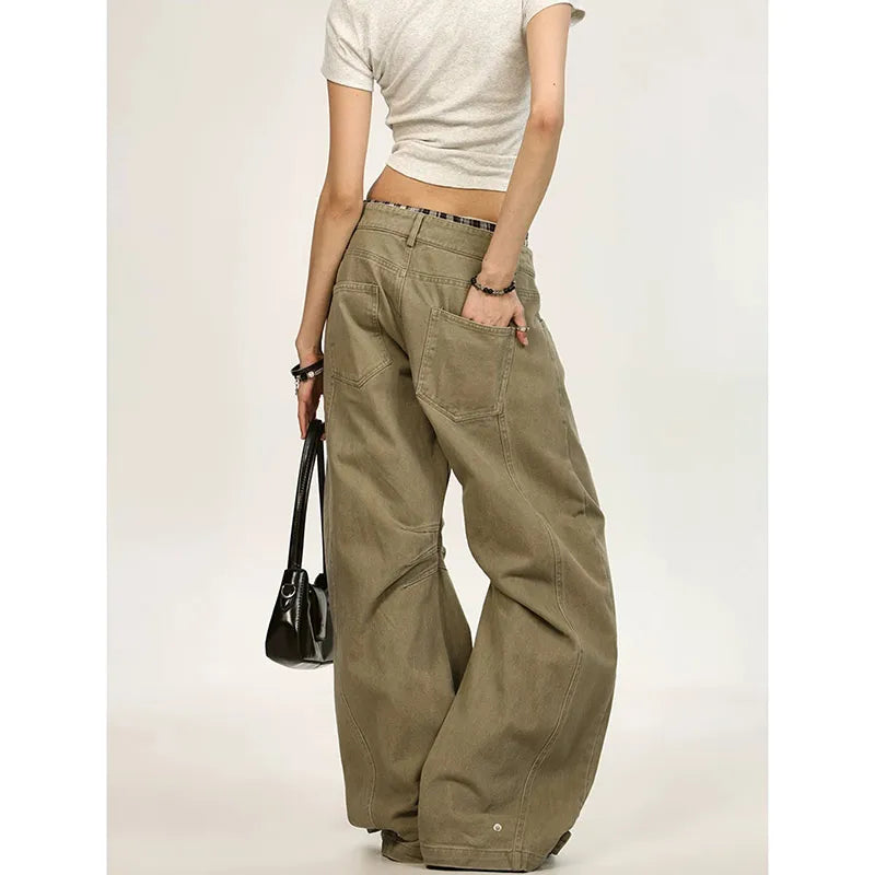 Dark Grey Y2K Vintage Wide Jeans