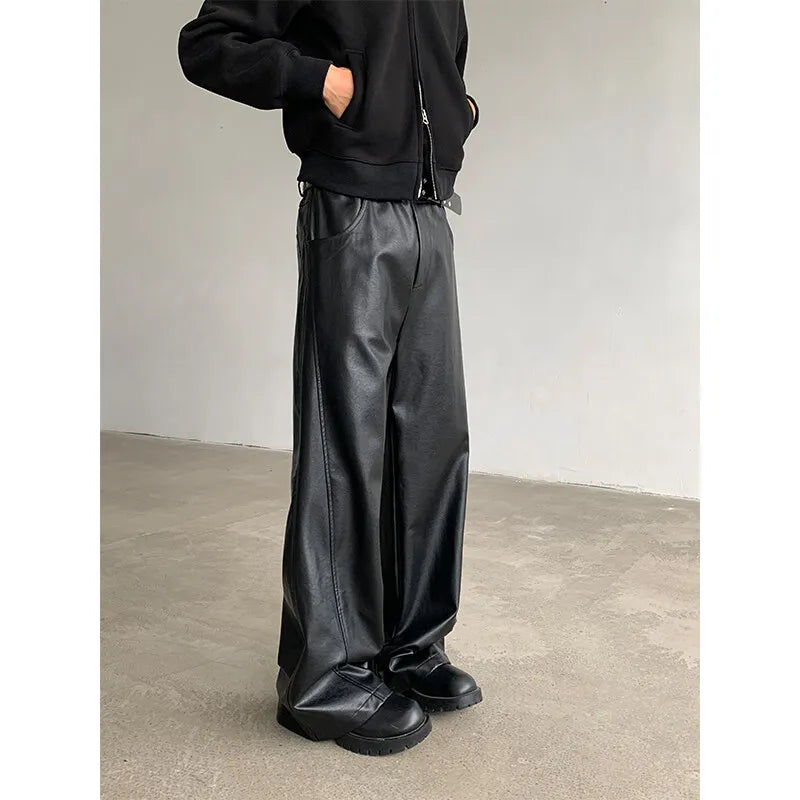 Stylish Wide Leg PU Pants