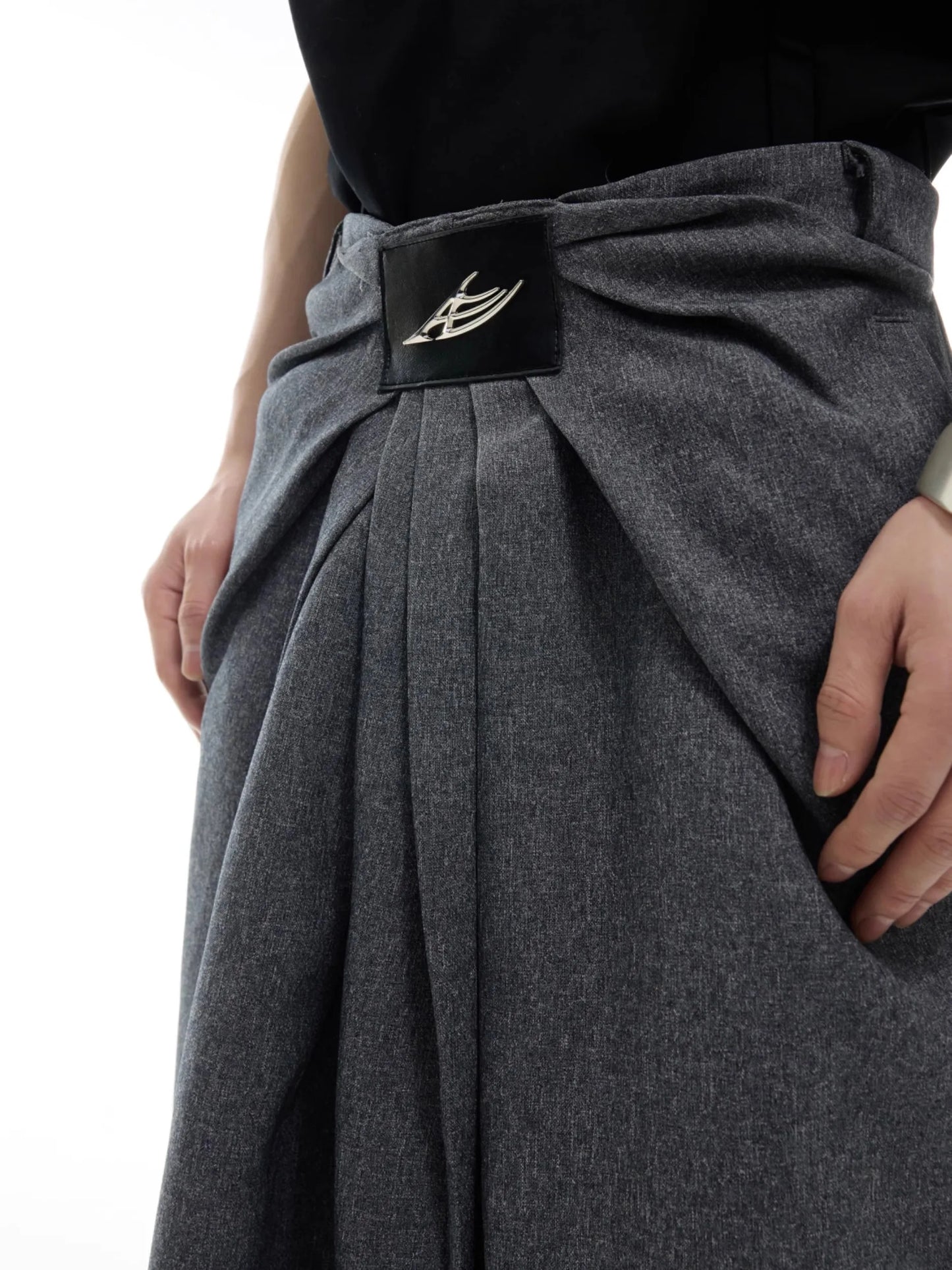 Elegant Grey Flowy Wide Leg Pants