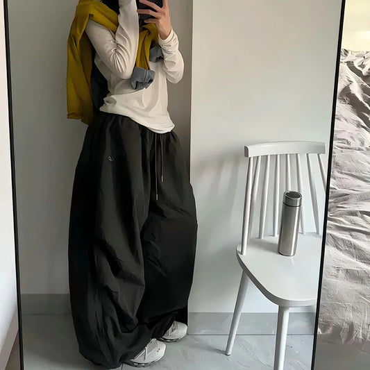 Trendy Oversized Black Wide Leg Pants