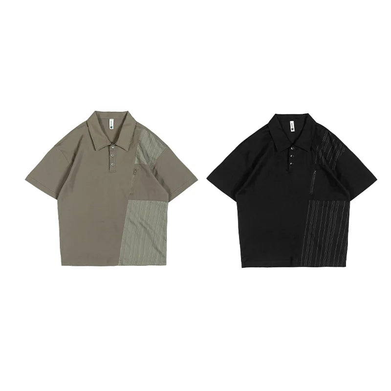 Breathable Splice Stripe Loose Fit T-Shirt