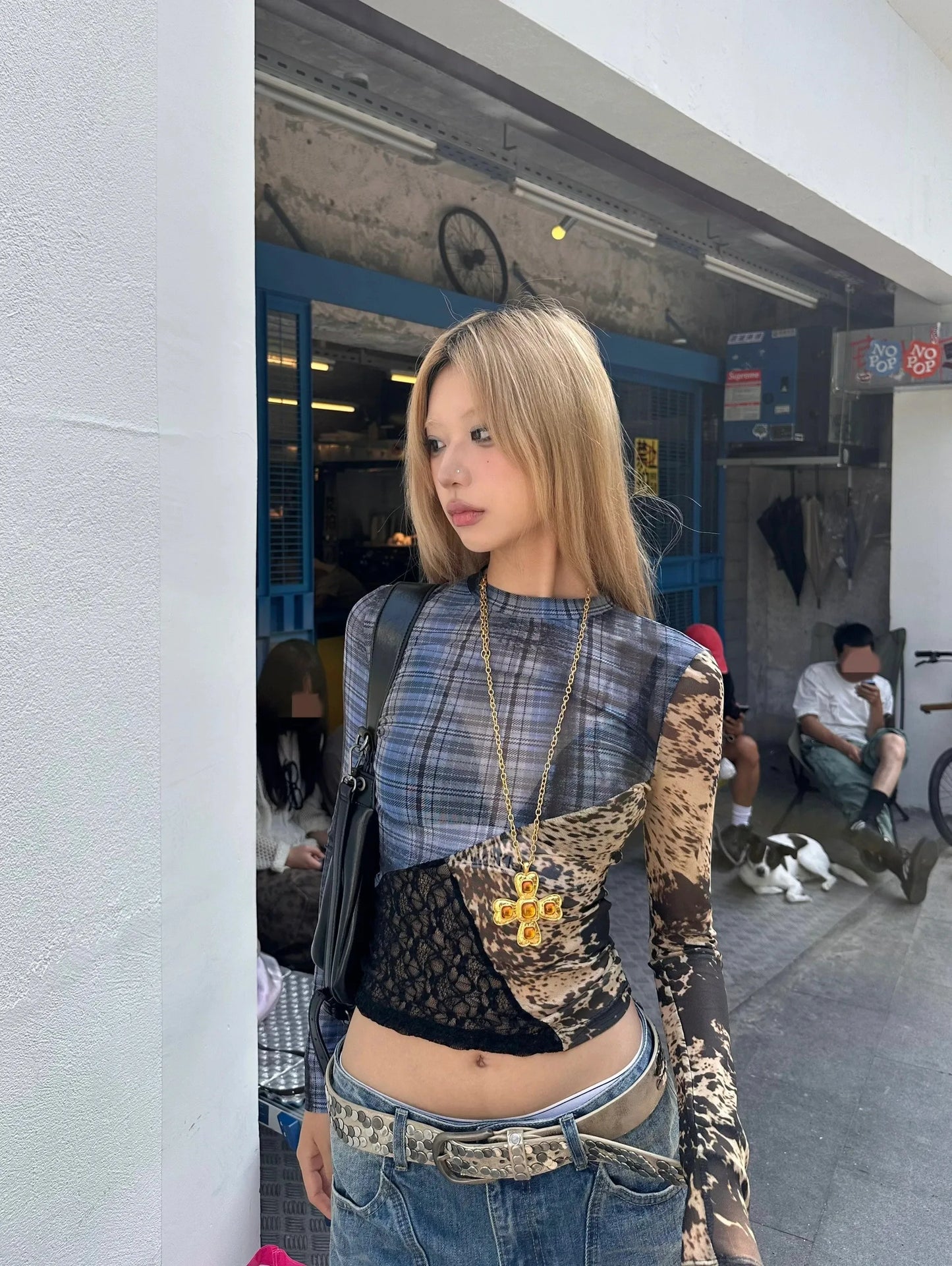 Vintage Lace Patchwork Mesh Irregular T-Shirt