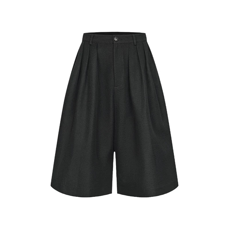 Black Extra Wide High Waist Shorts