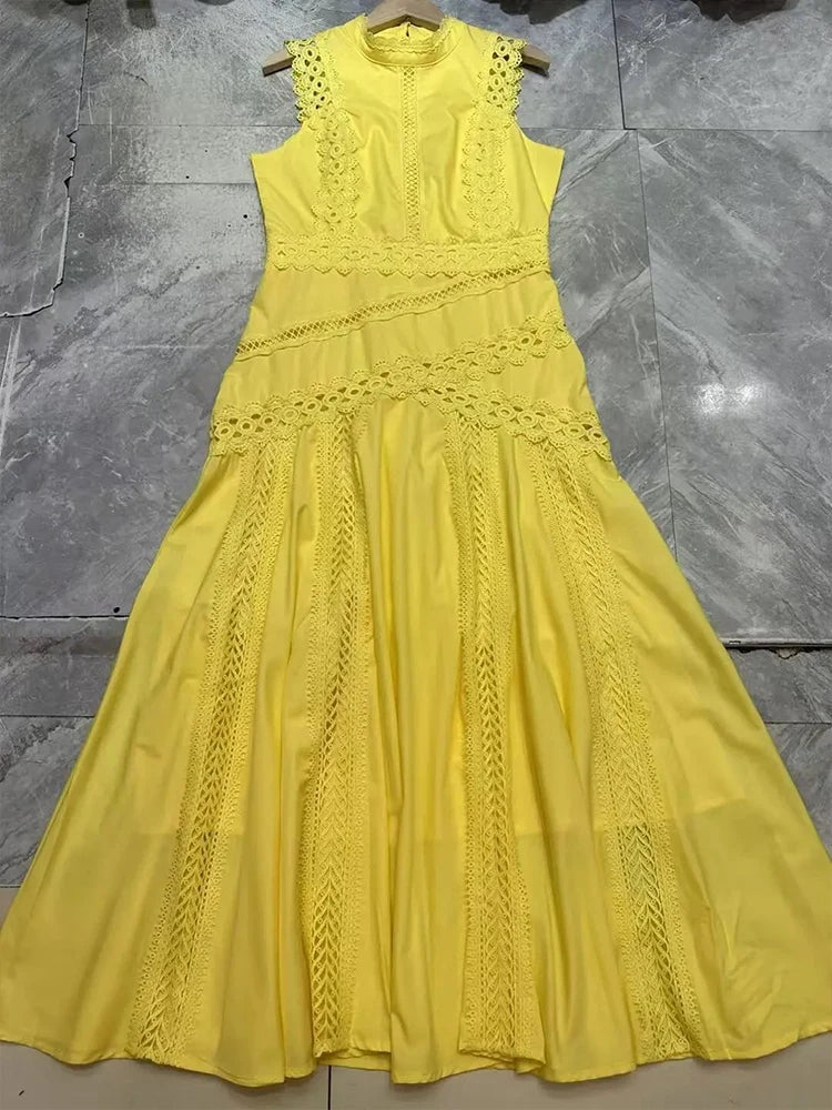 Elegant Embroidered Sleeveless Summer Dress