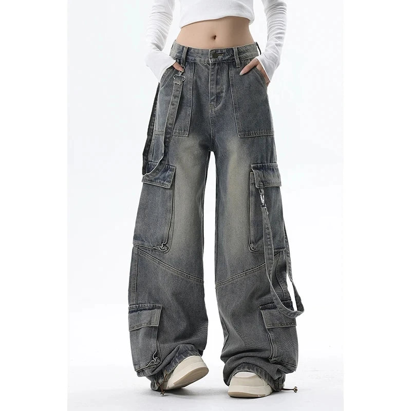Vintage Blue Gothic Cargo Y2K Jeans