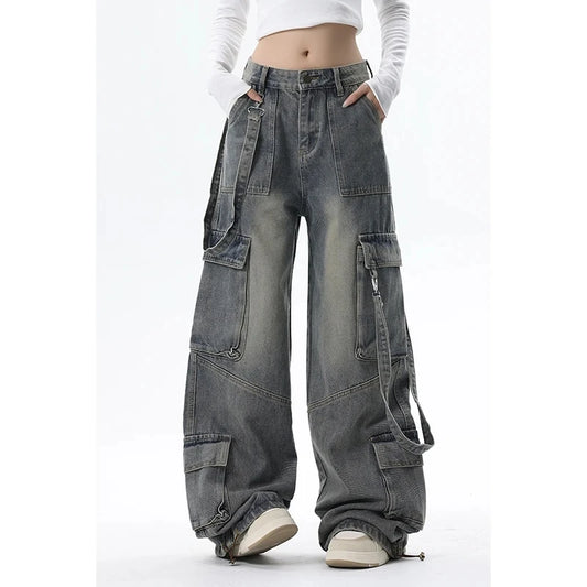 Vintage Blue Gothic Cargo Y2K Jeans