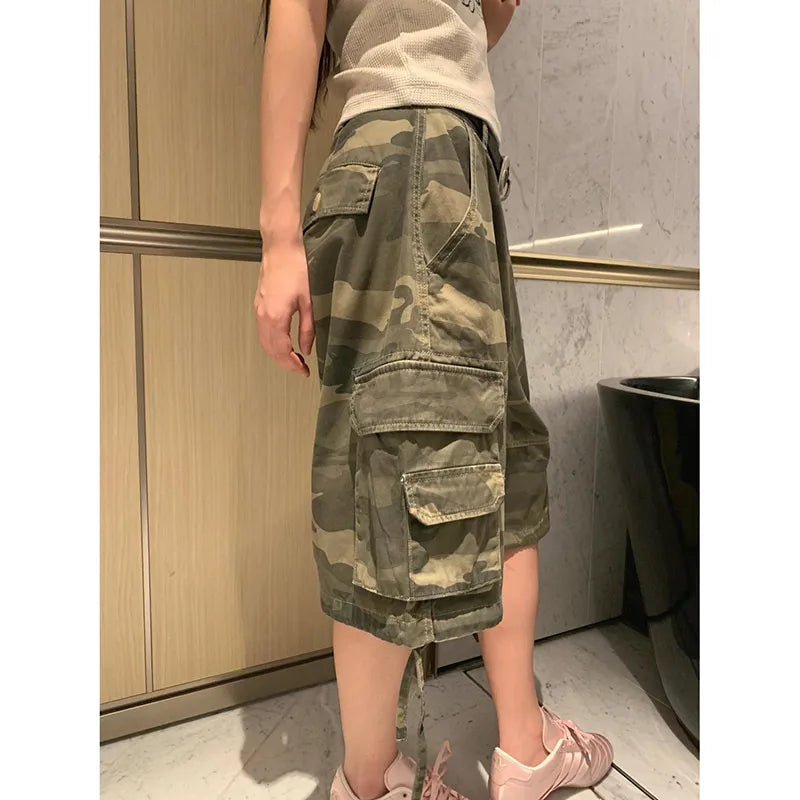 Camouflage Vintage Wide Leg Shorts