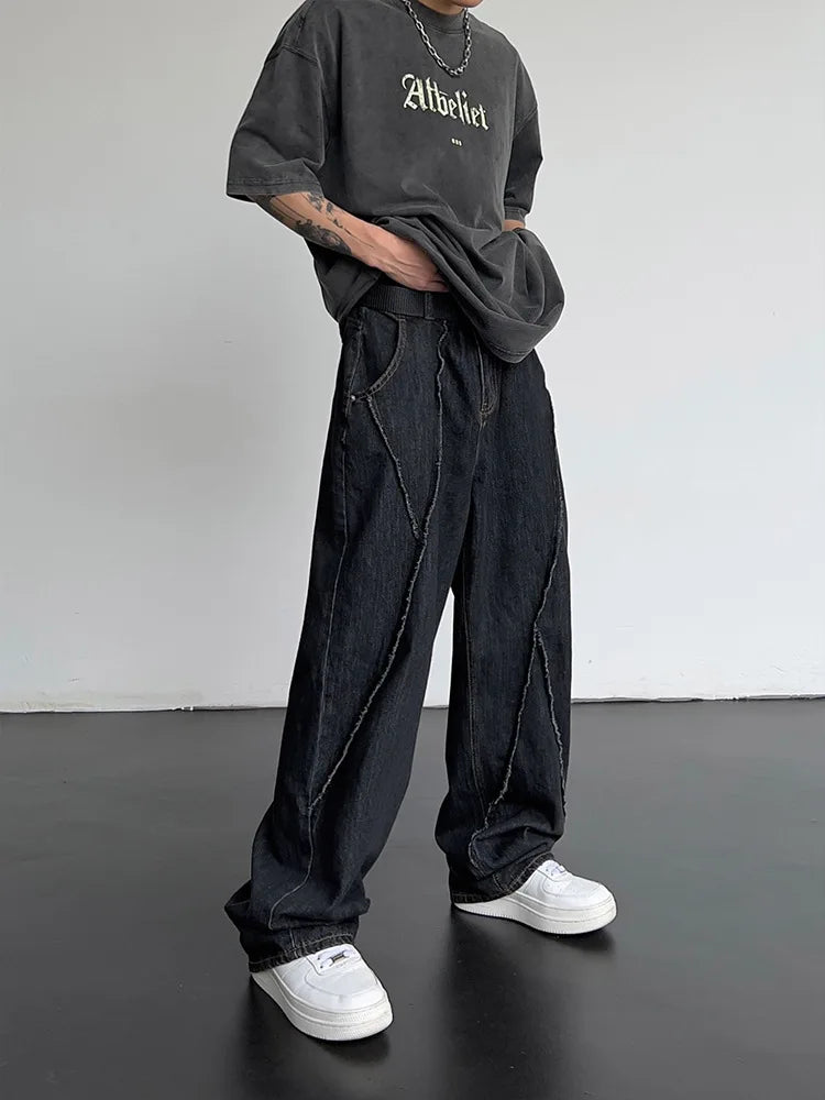 Oversized Distressed Patchwork Denim Pants Jeans